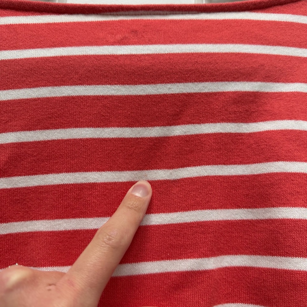 L.L. Bean Heritage Mariner Top Boatneck 3/4 Sleeve Striped Coral Size M - Picture 8 of 11